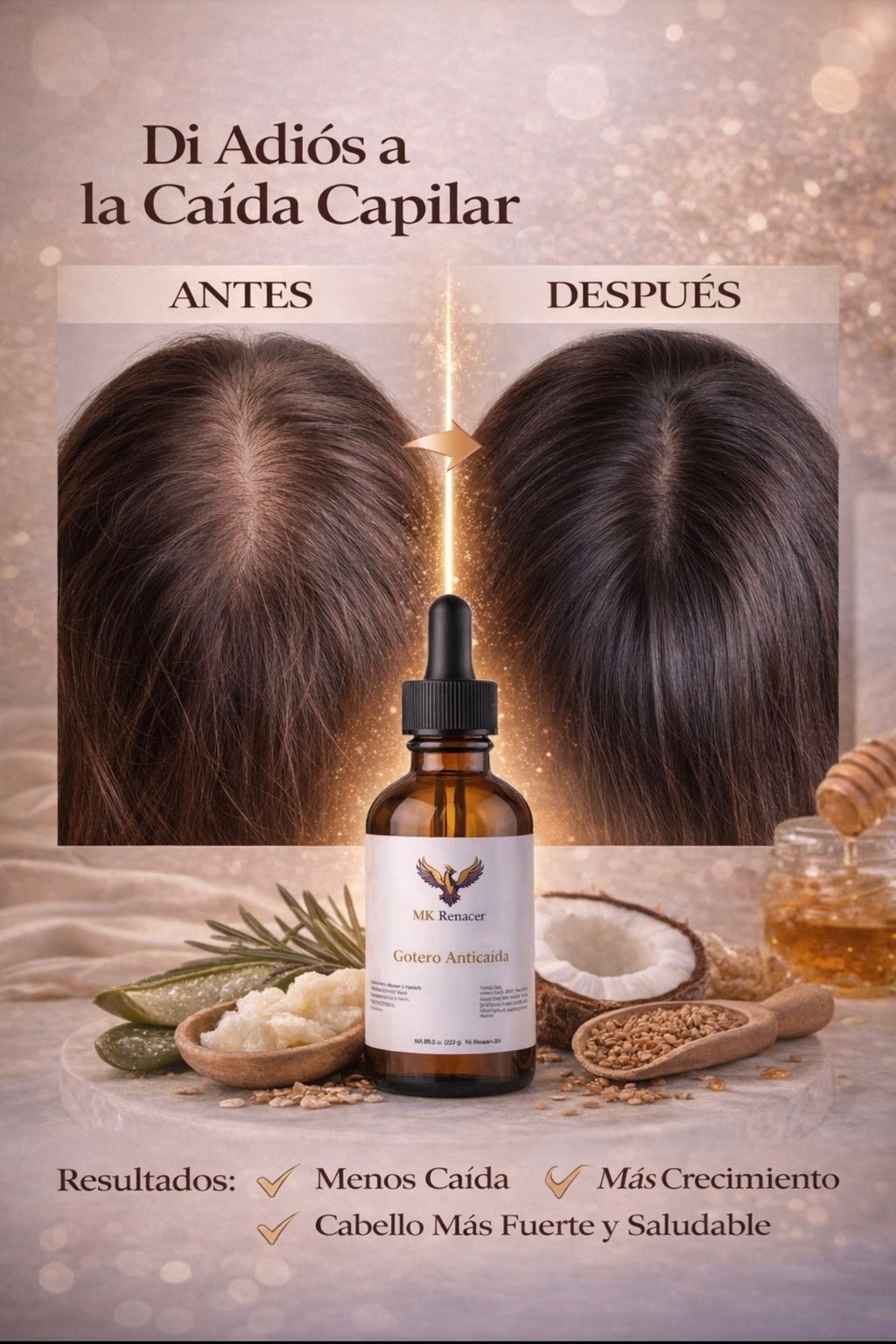 Kit Capilar MK Renacer | Pre-Shampoo (Prepoo) + Gotero Anticaída y Crecimiento